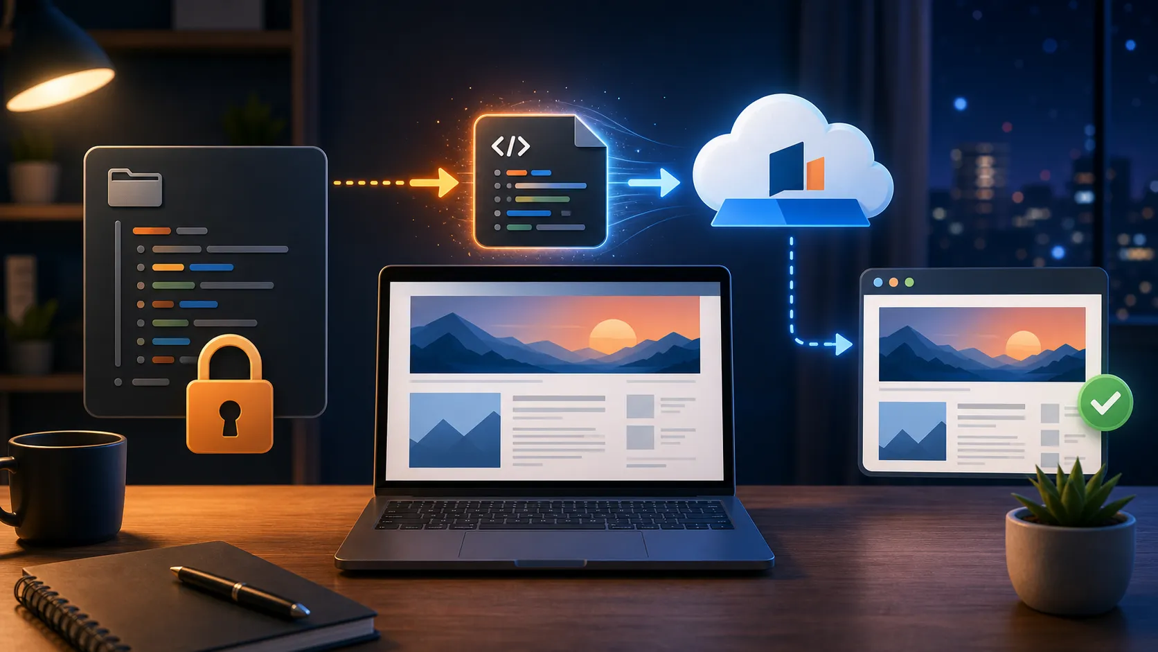 GitHub Pages에서 Cloudflare Pages로 블로그를 이전하는 작업 흐름을 표현한 이미지